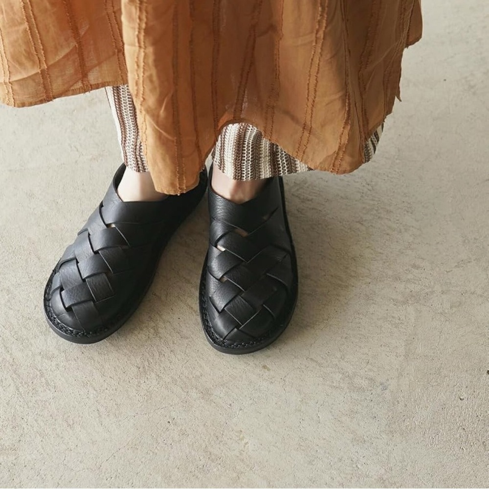 Black Trippen Woven Flats